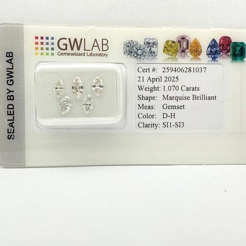 Sans Prix de Réserve - 5 pcs Diamant (Naturelle) - 1.07 ct -, Handtassen en Accessoires, Edelstenen