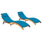 vidaXL Ligbedden 2 st met kussens massief acaciahout, Tuin en Terras, Ligbedden, Verzenden, Nieuw