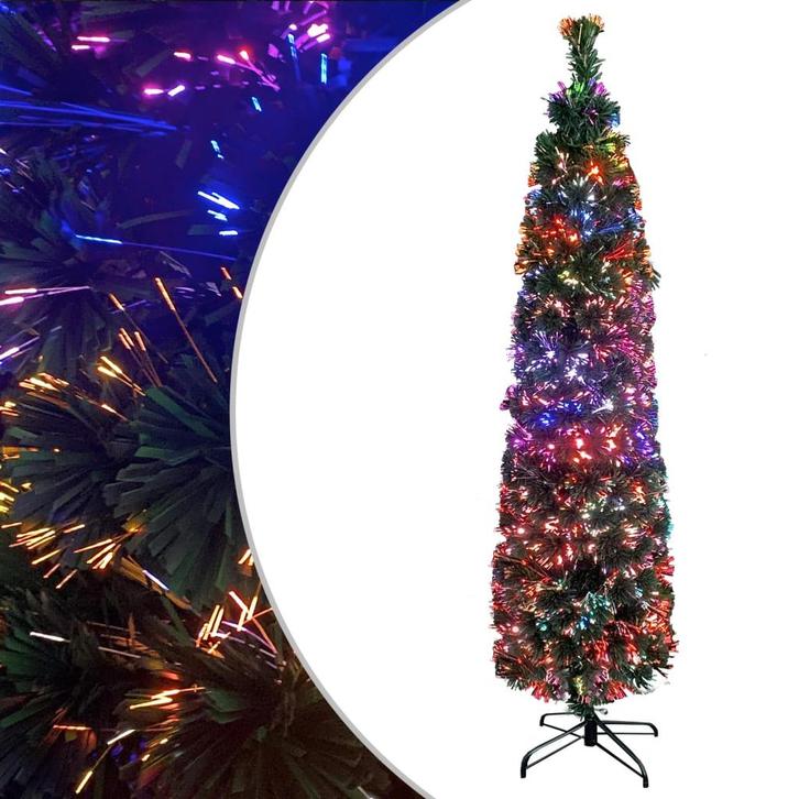 vidaXL Kunstkerstboom met standaard smal 210 cm glasvezel, Diversen, Kerst, Nieuw, Verzenden