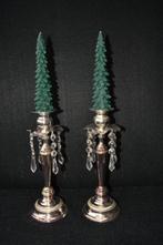 prachtige hotelzilveren baluster kandelaars met kristallen