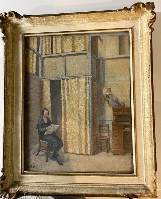 Lucien Aubert (1888-1979) - Interno, Antiek en Kunst, Kunst | Schilderijen | Klassiek