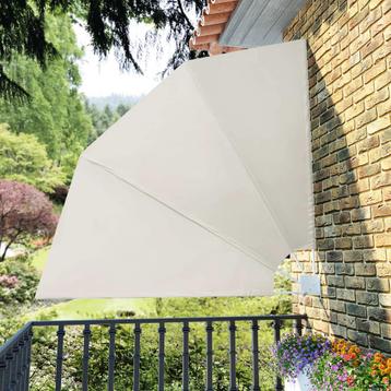 vidaXL Balkonscherm inklapbaar 210x210 cm crème beschikbaar voor biedingen