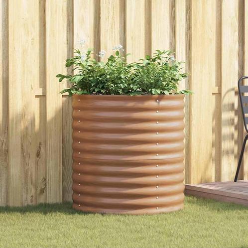 vidaXL Verhoogde plantenbak Bruin 80 x 80 x 81 cm Staal, Tuin en Terras, Bloempotten, Nieuw, Verzenden