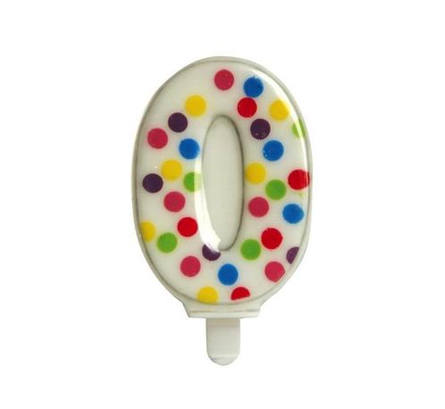 Kaars 0 Jaar Confetti 6,5cm, Hobby en Vrije tijd, Feestartikelen, Nieuw, Verzenden
