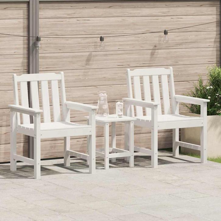 vidaXL Tuinstoel 2 pcs Wit 65.5 x 59 x 88cm HDPE, Tuin en Terras, Tuinstoelen, Nieuw, Verzenden