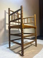 Stoel - Franse Bobbin Hoekstoel met Rieten Afwerking - Hout,