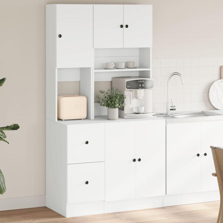 vidaXL Keukenkast 95x50x180 cm bewerkt hout wit, Huis en Inrichting, Kasten | Overige, Nieuw, Verzenden