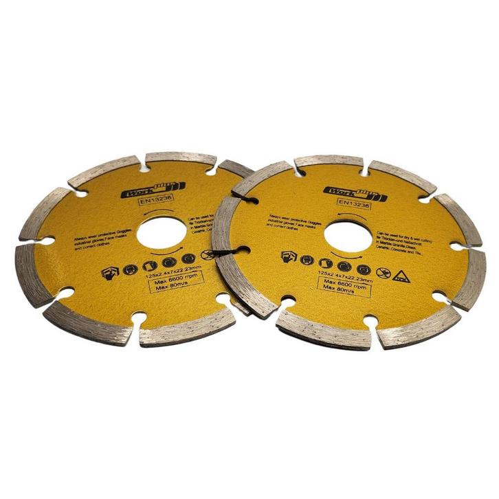 WORK PLUS Set van diamant slijpschijven 125mm getand voor dr, Doe-het-zelf en Bouw, Gereedschap | Slijpmachines, Nieuw, Ophalen of Verzenden