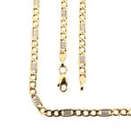 Bicolor gouden Figaro schakel ketting | 51,5 cm, Handtassen en Accessoires, Kettingen, Ophalen of Verzenden, Gebruikt, Overige kleuren