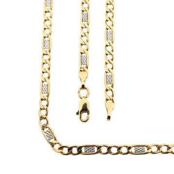 Bicolor gouden Figaro schakel ketting | 51,5 cm beschikbaar voor biedingen