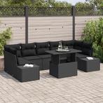 vidaXL 8-delige tuinsofa set met kussens in zwart poly, Verzenden, Nieuw