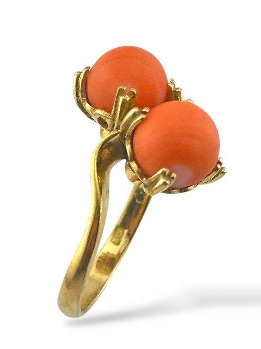 Ring - 18 karaat Geel goud, 18K geelgouden ring met twee, Handtassen en Accessoires, Ringen