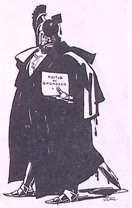 Berlijnse hoogleraar van de oorlog op spotprent (Lithos), Antiek en Kunst, Kunst | Litho's en Zeefdrukken, Verzenden