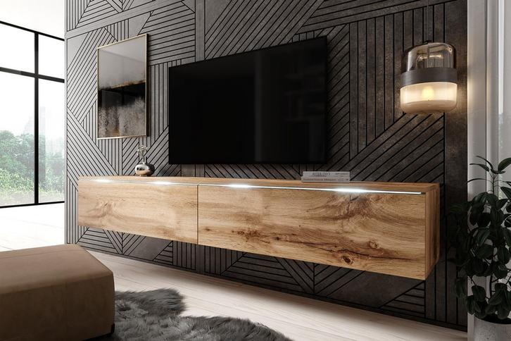 TV-Meubel Dixon - Eiken - 180 cm - tv kast - Led, Huis en Inrichting, Kasten |Televisiemeubels, 25 tot 50 cm, Nieuw, 150 tot 200 cm