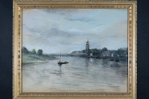 Hollandse School (XIX-XX) - Rivier Stadsgezicht, Antiek en Kunst, Kunst | Schilderijen | Klassiek