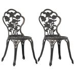 vidaXL Bistrostoelen 2 st gietaluminium bronskleurig, Tuin en Terras, Verzenden, Nieuw