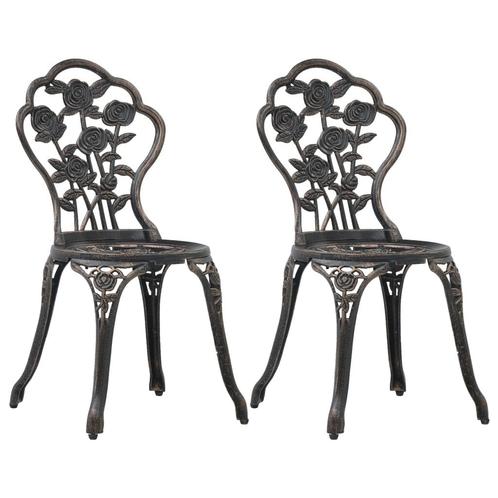 vidaXL Bistrostoelen 2 st gietaluminium bronskleurig, Tuin en Terras, Tuinstoelen, Nieuw, Verzenden