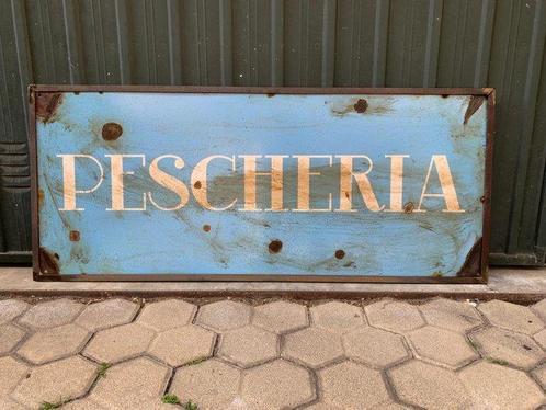Insegna corniciata pescheria - Reclamebord - Smeedijzer, Antiek en Kunst, Curiosa en Brocante