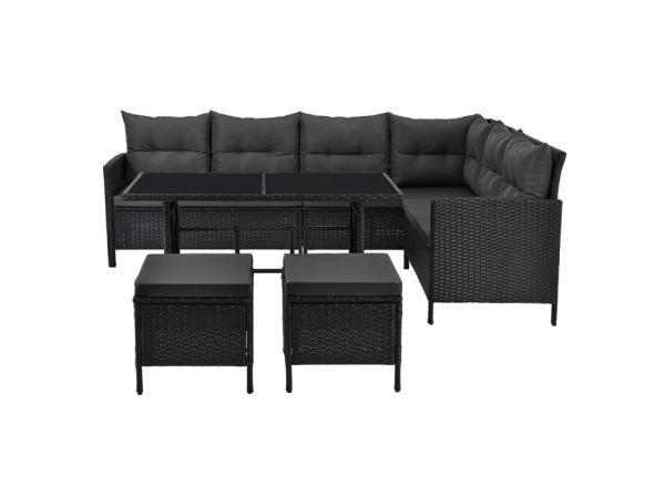 Veiling - Loungeset Manacor - Polyrotan - Zwart, Tuin en Terras, Tuinsets en Loungesets, Nieuw