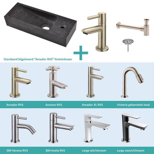 FonteinPack Small Natuursteen Rechts 38x14x8 cm RVS (Keuze, Bricolage & Construction, Sanitaire, Enlèvement ou Envoi