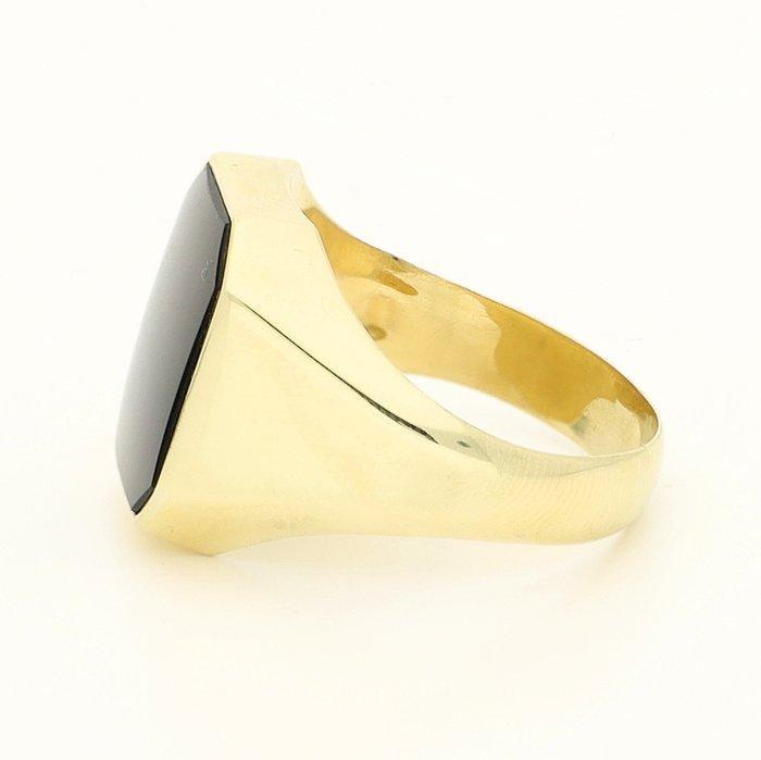 Ring - 14 karaat Geel goud - Onyx, Handtassen en Accessoires, Ringen