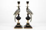Kandelaar - Porselein, Brons - Exclusief paar papegaaien, Antiek en Kunst