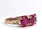 Zonder Minimumprijs - Ring - 9 kt. Roségoud, Zilver Robijn -, Nieuw