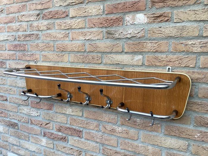 Kapstok - Design Wandkapstok met hoedenplank - Chroom metaal, Antiek en Kunst, Curiosa en Brocante