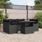 vidaXL Tuinbank Set 7 pcs Zwart 100 x 55 x 73 cm Poly rattan, Verzenden, Nieuw