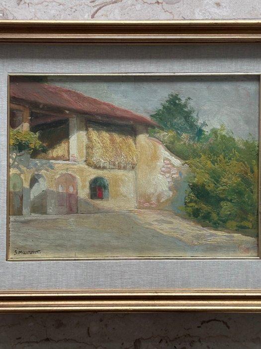 Sandro Mantovani (1897-1983) - Fienile in primavera, Antiquités & Art, Art | Peinture | Classique