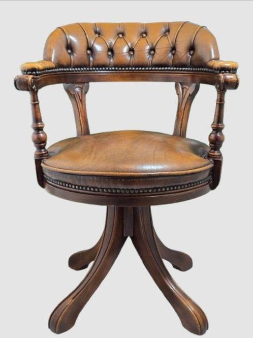 Bureaustoel - Hout, Leder, Antiek en Kunst, Antiek | Overige Antiek