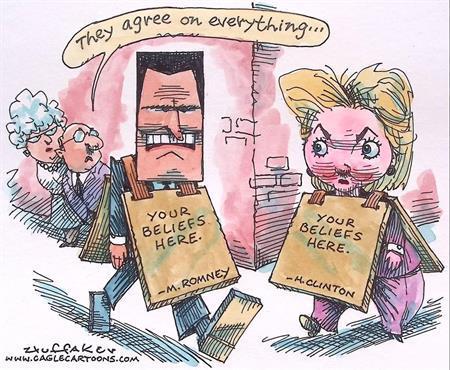 Pentekening Amerika - Romney en Hillary zijn het eens, Antiek en Kunst, Kunst | Tekeningen en Fotografie, Verzenden