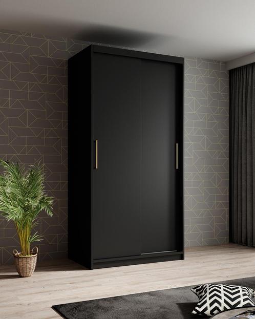 Meubella | Kledingkast mat zwart 100x62x200 schuifdeur, Huis en Inrichting, Kasten | Overige, Nieuw, Verzenden