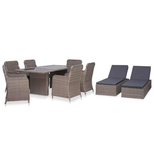 vidaXL 9-delige Tuinset poly rattan bruin, Tuin en Terras, Tuinsets en Loungesets, Tuinset, Nieuw, Verzenden