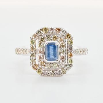 Zonder Minimumprijs - Ring 14 kt. -  1.34ct. tw. Saffier, Handtassen en Accessoires, Ringen, Nieuw