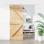 vidaXL Schuifdeur met beslag 85x210 cm massief grenenhout, Verzenden, Nieuw