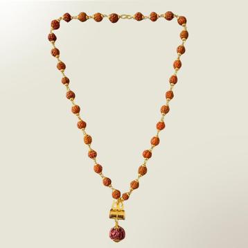 Messing Rudraksa mala halsketting met 33 kralen, Trishul en, Ophalen of Verzenden