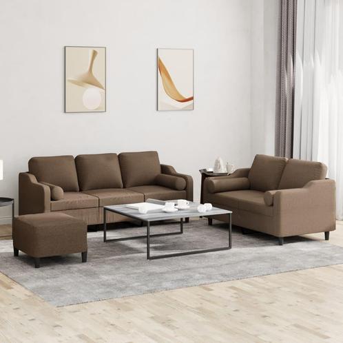 vidaXL 3-delige Loungeset met kussens stof bruin, Huis en Inrichting, Zetels | Zetels, Nieuw, Verzenden