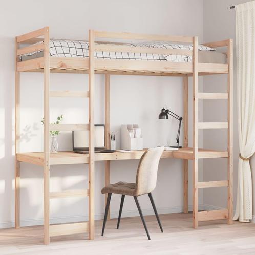 vidaXL Hoogslaper met bureau massief grenenhout 90x200 cm, Maison & Meubles, Chambre à coucher | Lits, Envoi