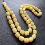 Witte Baltische barnsteen tesbih, gebedskralen met barrel