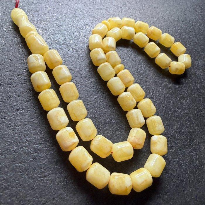 Witte Baltische barnsteen tesbih, gebedskralen met barrel, Antiquités & Art, Curiosités & Brocante