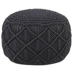 vidaXL Poef macramé handgemaakt 45x30 cm katoen antraciet, Huis en Inrichting, Zetels | Voetbanken en poefs, Verzenden, Nieuw