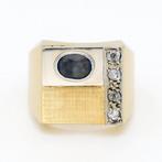 Bague - 18 carats Or jaune - Diamant - Saphir, Handtassen en Accessoires, Ringen, Nieuw