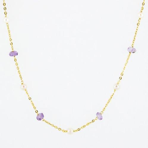 Pendentif - 18 carats Or jaune Améthyste - Perle, Handtassen en Accessoires, Antieke sieraden