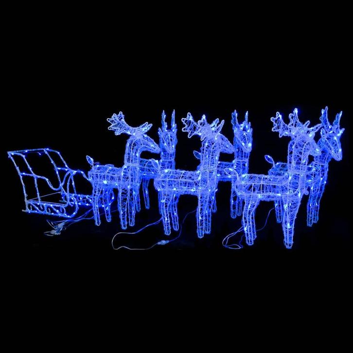vidaXL Kerstversiering rendieren en slee 320 LEDs acryl, Diversen, Kerst, Nieuw, Verzenden