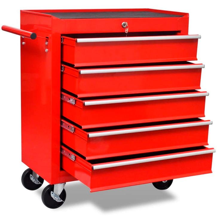 vidaXL Gereedschapswagen 5 lades rood, Doe-het-zelf en Bouw, Gereedschap | Handgereedschap, Nieuw, Verzenden