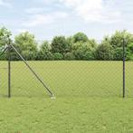vidaXL Kettinglinkhek met palen Grijs 1.4 x 10 m Staal, Tuin en Terras, Verzenden, Nieuw