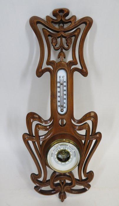 Barometer & thermometer - Station météo - bois, verre et, Antiek en Kunst, Kunst | Designobjecten
