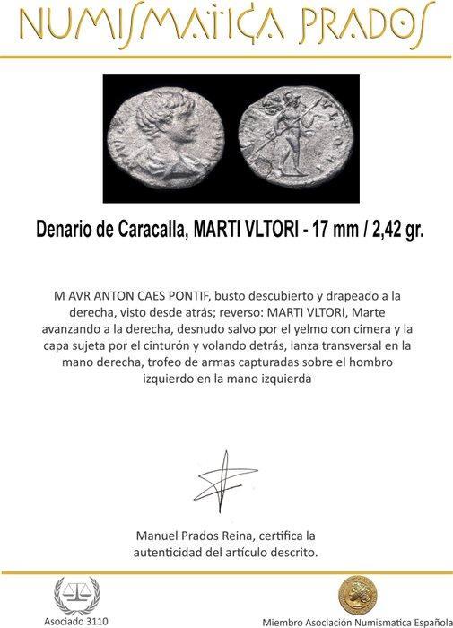 Romeinse Rijk. Caracalla (198-217 n.Chr.). Denarius MARTI, Postzegels en Munten, Munten | Europa | Niet-Euromunten