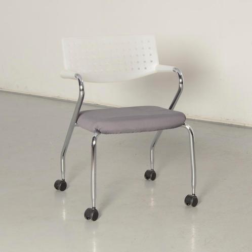 Vitra Visaroll vergaderstoel, grijs / wit, verijdbaar, Huis en Inrichting, Stoelen, Gebruikt, Ophalen of Verzenden